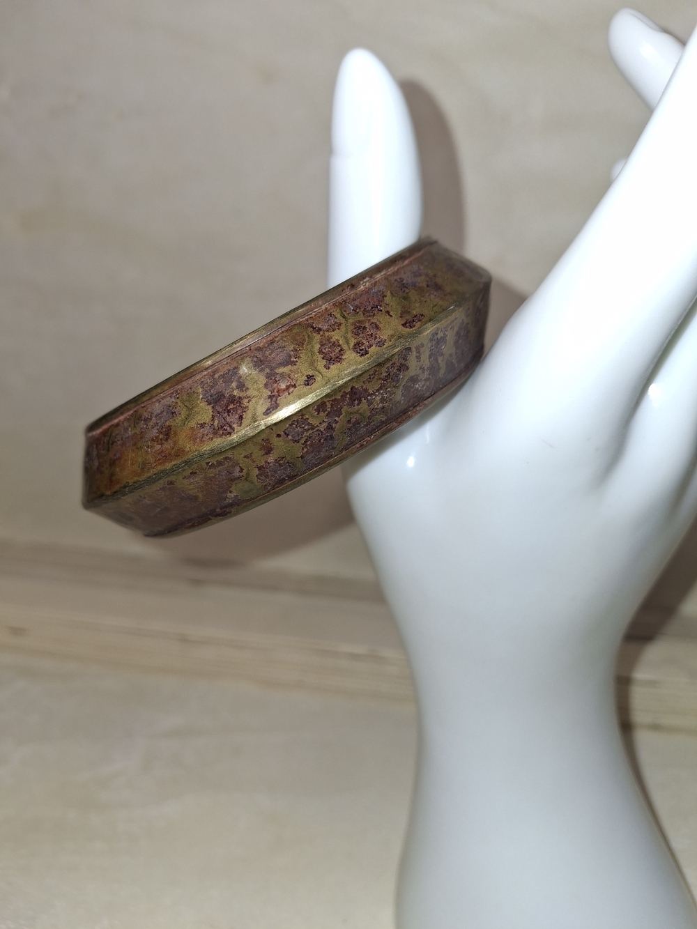 Vintage Pink And Brass-toned Or Better Bangle Bracelet